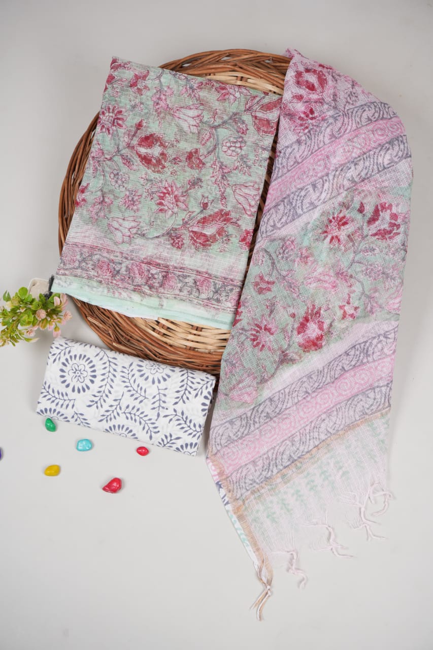 Premium Sanganeri Printed kota Suit With Kota Doria Duppta(BFFKO28)