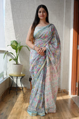 New Designer Hand Block Print Maheshwari Silk Saree (BFMSARE34)