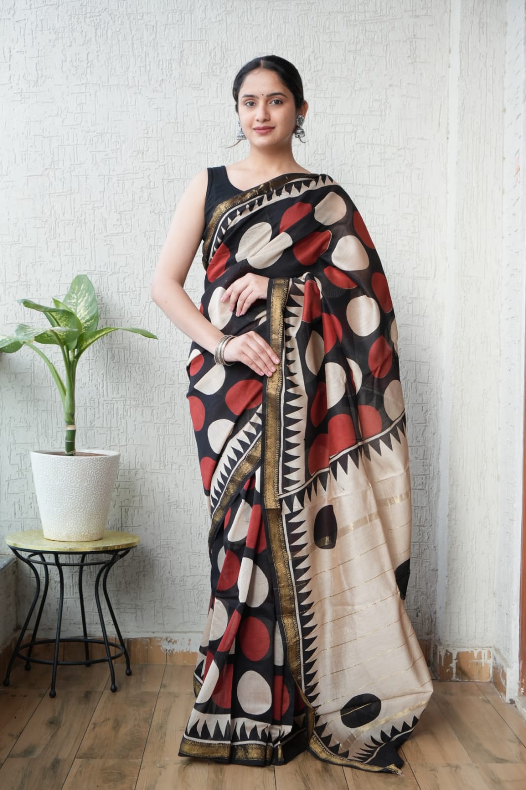 New Designer Hand Block Print Maheshwari Silk Saree (BFMSARE68)