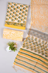 Premium Sanganeri Printed Cotton Suit With Kota Doria Duppta(BFCOTKD10)