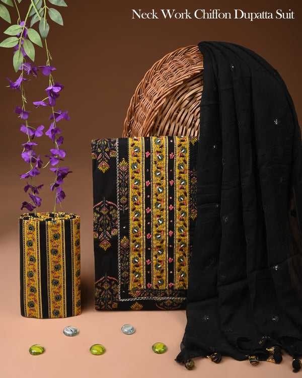 PREMIUM GOTA PATTI COTTON SUIT SET WITH CHIFFON DUPATTA