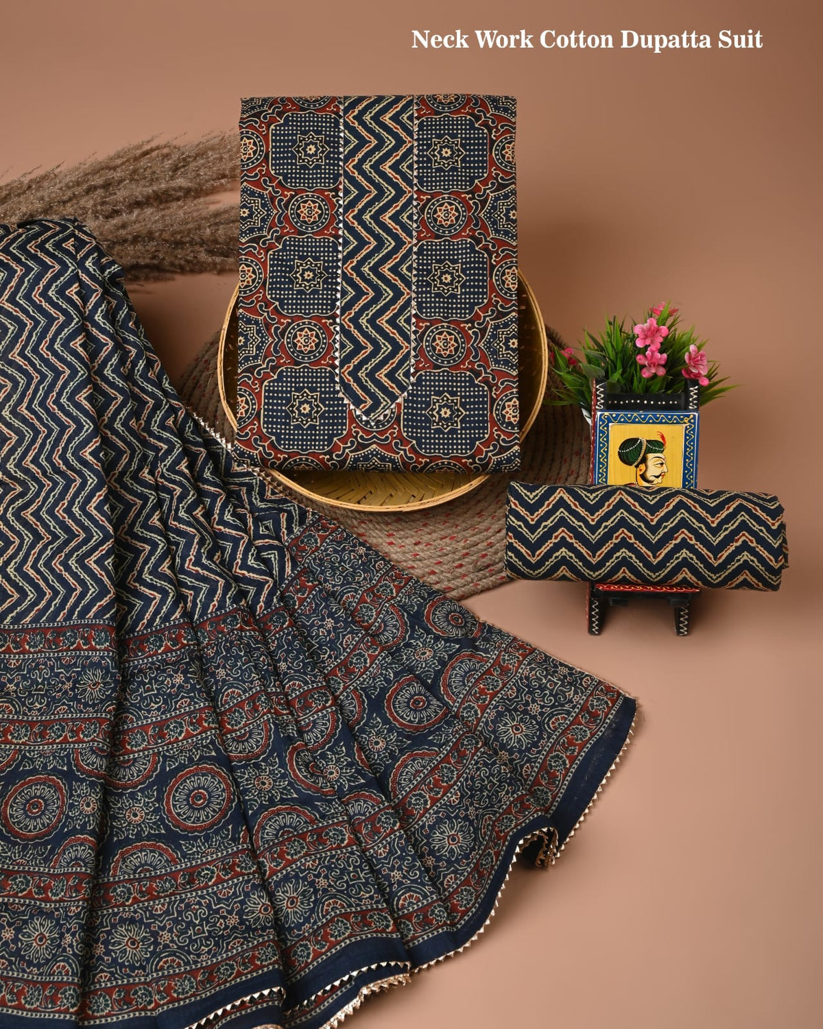 PREMIUM GOTA PATTI COTTON SUIT SET WITH COTTON DUPATTA(BFCOTGH120)
