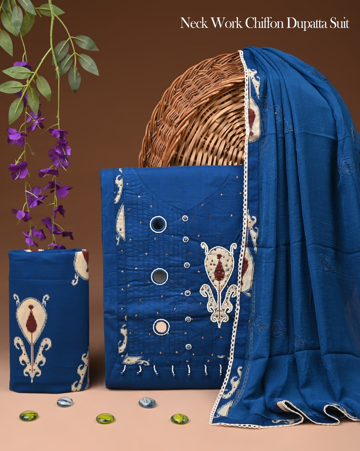 PREMIUM GOTA PATTI COTTON SUIT SET WITH CHIFFON DUPATTA