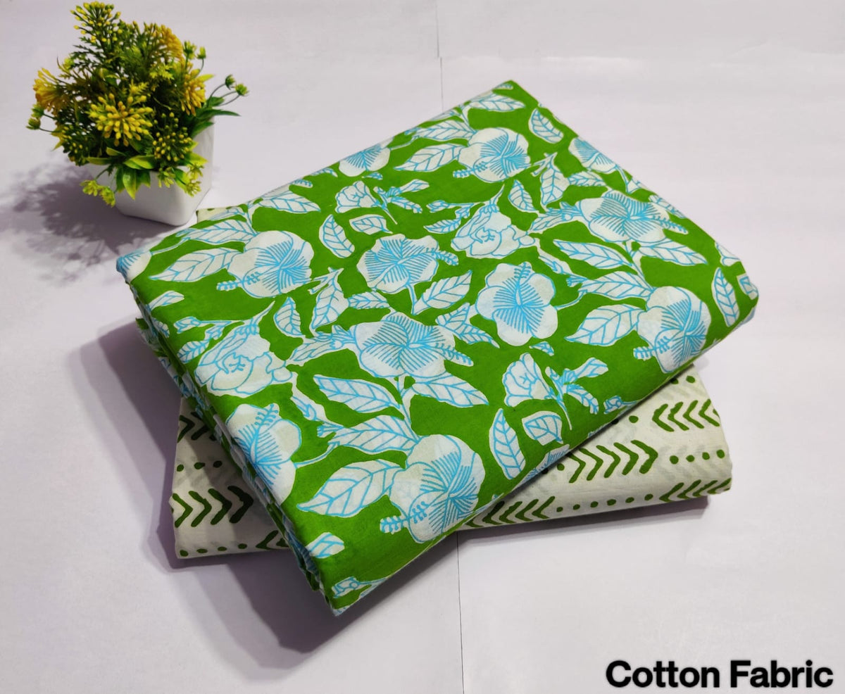 Premium Hand Block Printed Cotton Suit Top And Bottom Set (BFTB76)