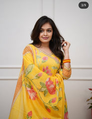 New launch 
Cotton anarkali kurti pant dupatta sets
Fabric _ pure cotton 60*60 super taj quality