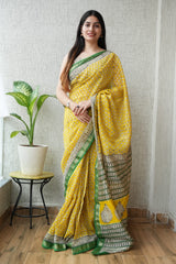 New Designer Hand Block Print Maheshwari Silk Saree (BFMSARE07)