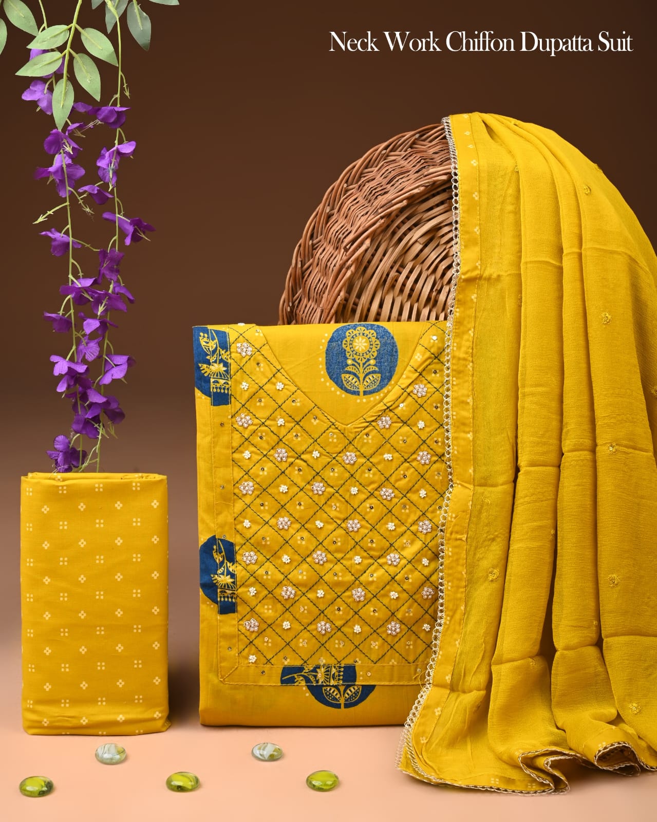 PREMIUM GOTA PATTI COTTON SUIT SET WITH CHIFFON DUPATTA