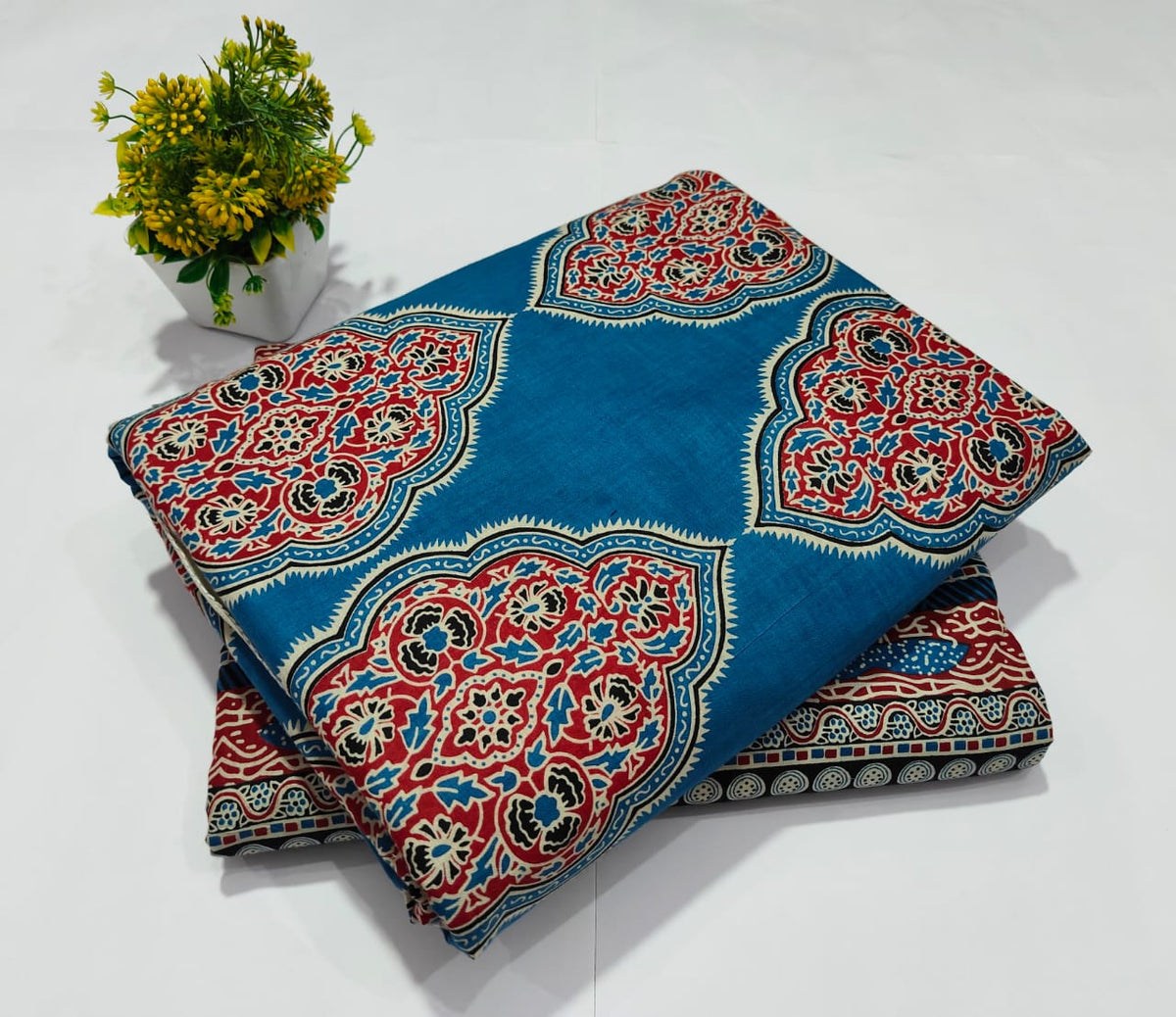 Premium Hand Block Printed Cotton Suit Top And Bottom Set (BFTB13)