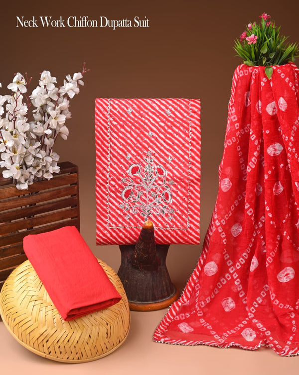 PREMIUM GOTA PATTI COTTON SUIT SET WITH CHIFFON DUPATTA
