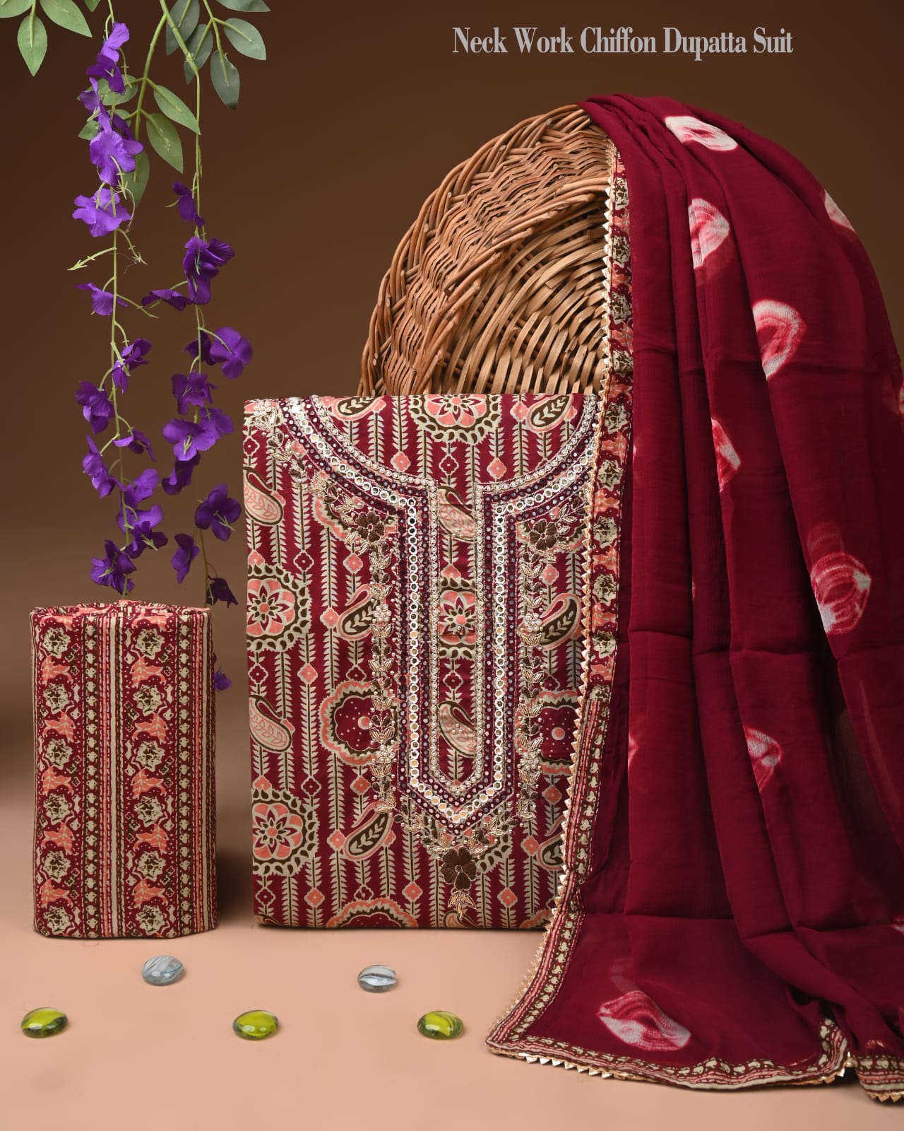 PREMIUM GOTA PATTI COTTON SUIT SET WITH CHIFFON DUPATTA
