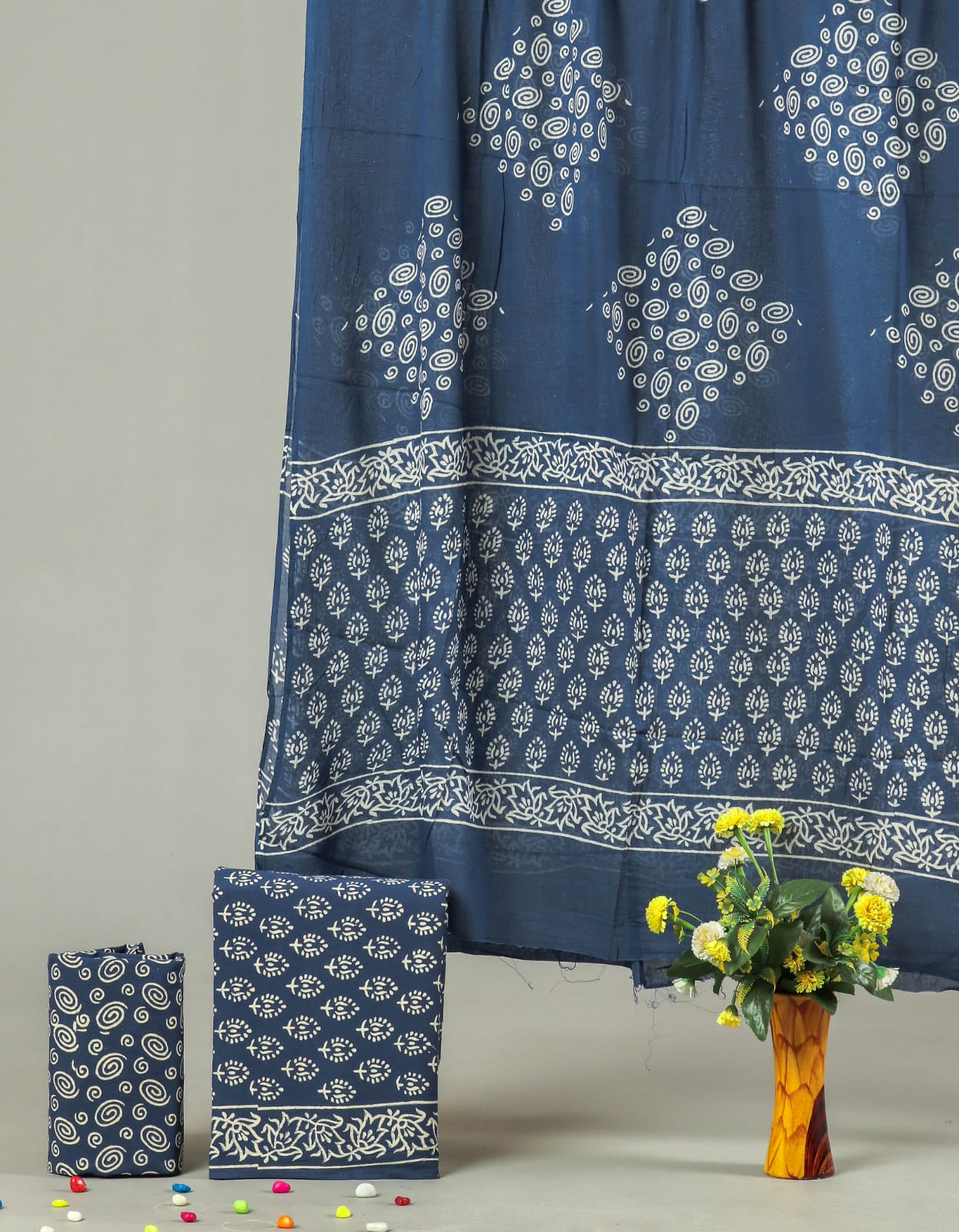 Exclusive Hand Block Cotton Suit With Cotton Dupatta (BFCOT85)