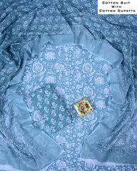 Exclusive Hand Block Cotton Suit With Cotton Dupatta(BFCOT198)