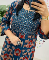 *New Launch*

*Mark a change in your wardrobe by wearing our exclusive range of Premium Rayon 3pcs Kurti set With Beautiful katha and hand work on kurti neck and traditional print malmal Fabric Dupatta*