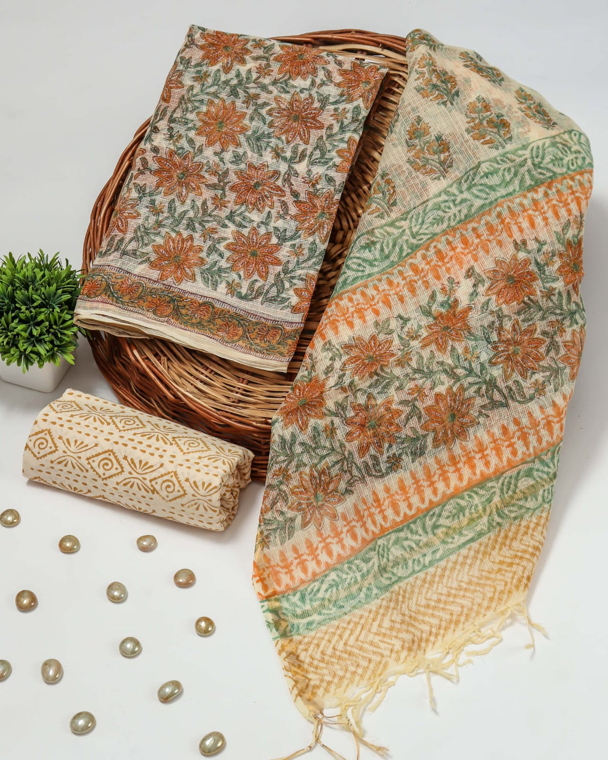 Premium Sanganeri Printed kota Suit With Kota Doria Duppta(BFFKO16)
