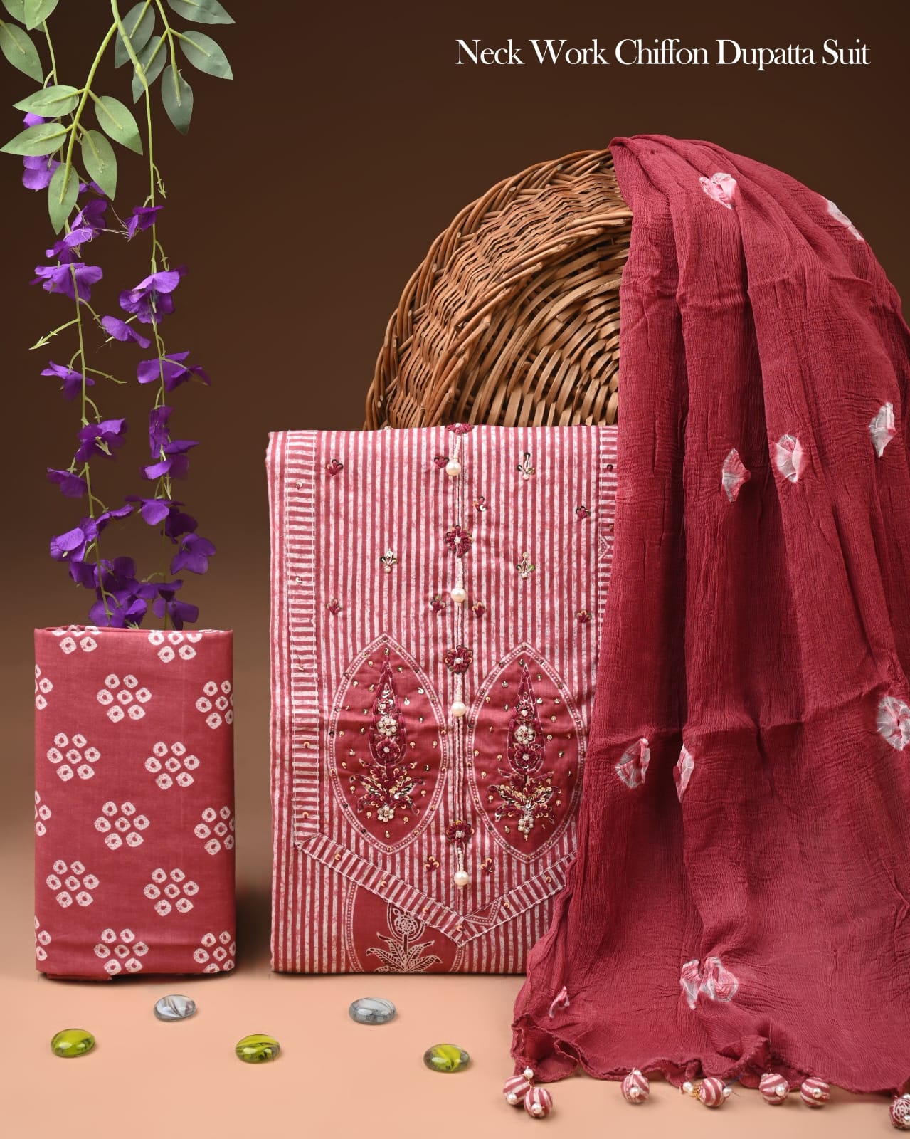 PREMIUM GOTA PATTI COTTON SUIT SET WITH CHIFFON DUPATTA