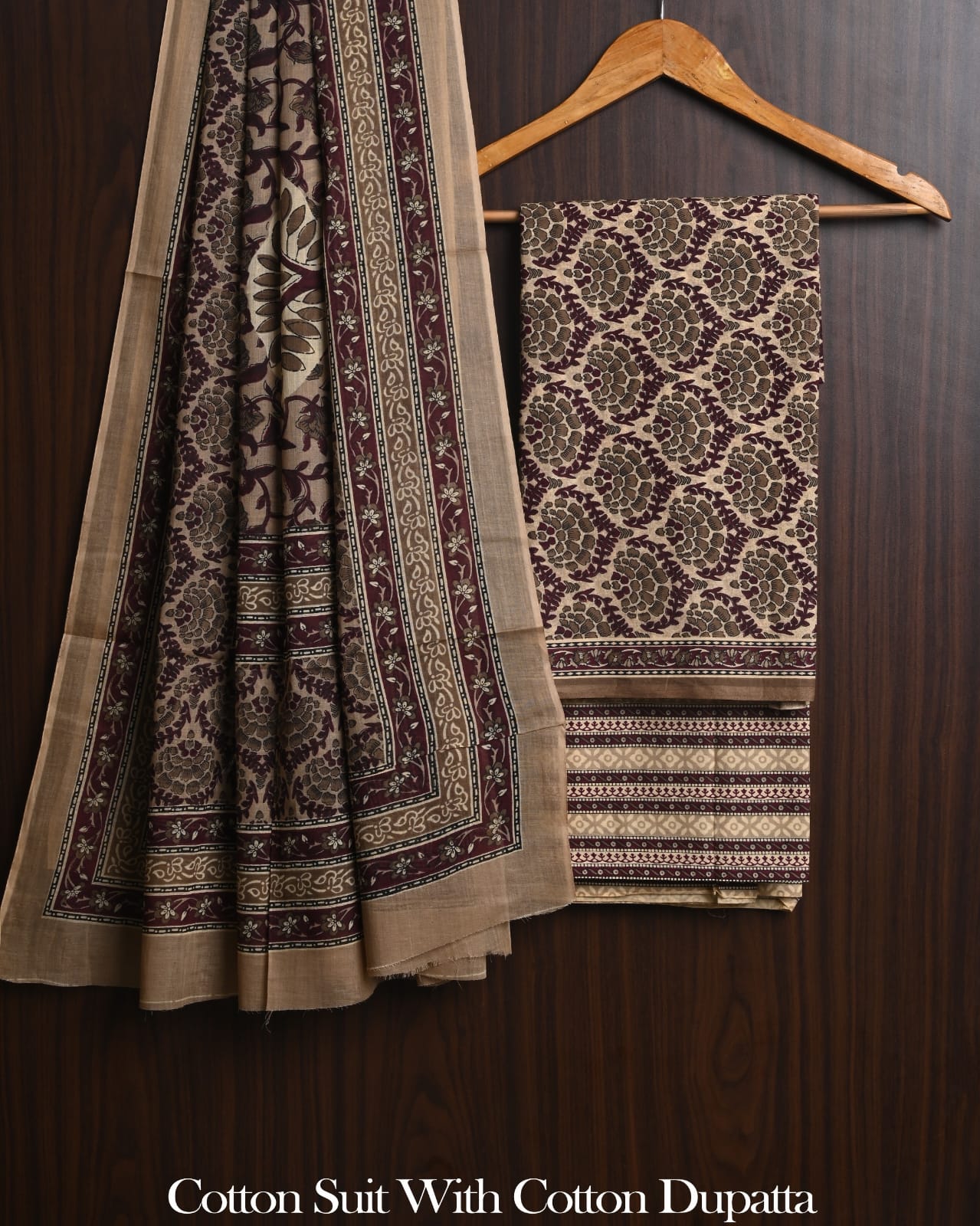 Exclusive Hand Block Cotton Suit With Cotton Dupatta(BFCOT196)