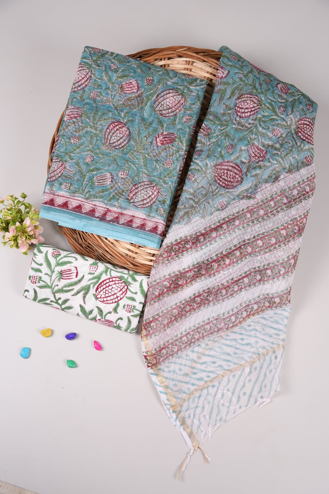 Premium Sanganeri Printed kota Suit With Kota Doria Duppta(BFFKO97)