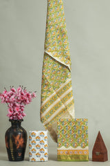 Premium Hand Block Printed Maheshwari Silk Suit(BFMAH55)