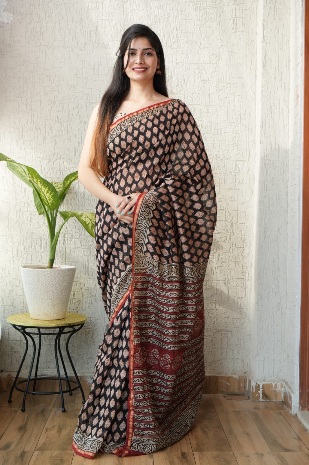 New Designer Hand Block Print Chanderi Silk Saree(BFCS33)