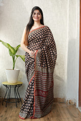 New Designer Hand Block Print Chanderi Silk Saree(BFCS33)
