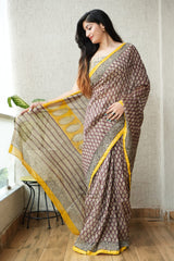 New Designer Hand Block Print Chanderi Silk Saree(BFCS57)