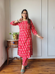 New Exclusive Hand  block printed Stitched Cotton  Kurtis with Pant