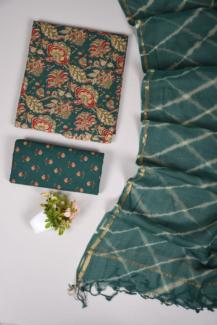 Premium Sanganeri Printed Cotton Suit With Kota Doria Duppta(BFCOTKD41)