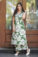 Make a dazzling statement with ths cotton nd plazo with beautiful crafted in premium cotton
Both side pocket in kurta 
V neck stunning pattern 
Mega sleves attached 
It features