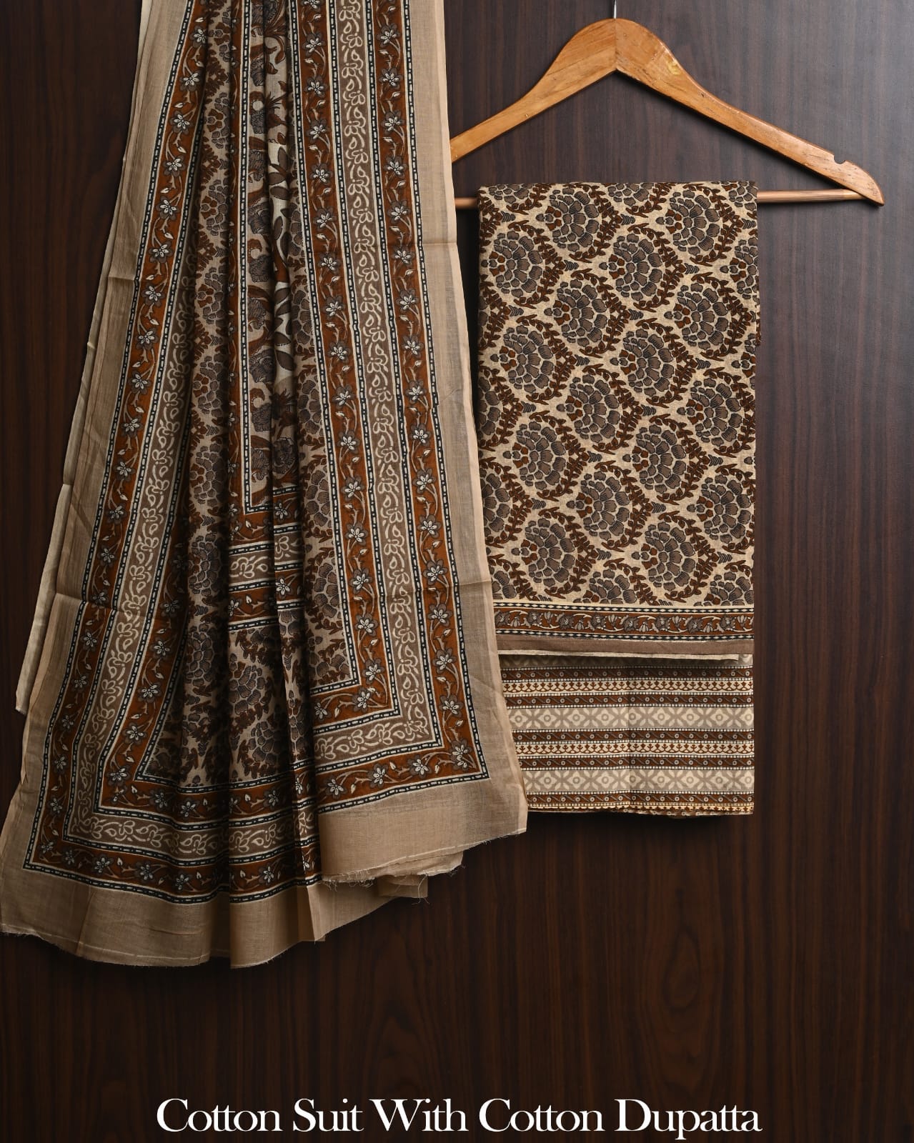 Exclusive Hand Block Cotton Suit With Cotton Dupatta