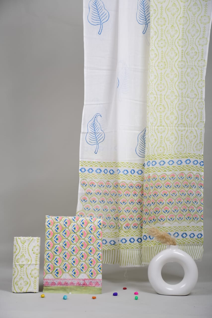Exclusive Hand Block Cotton Suit With Cotton Dupatta