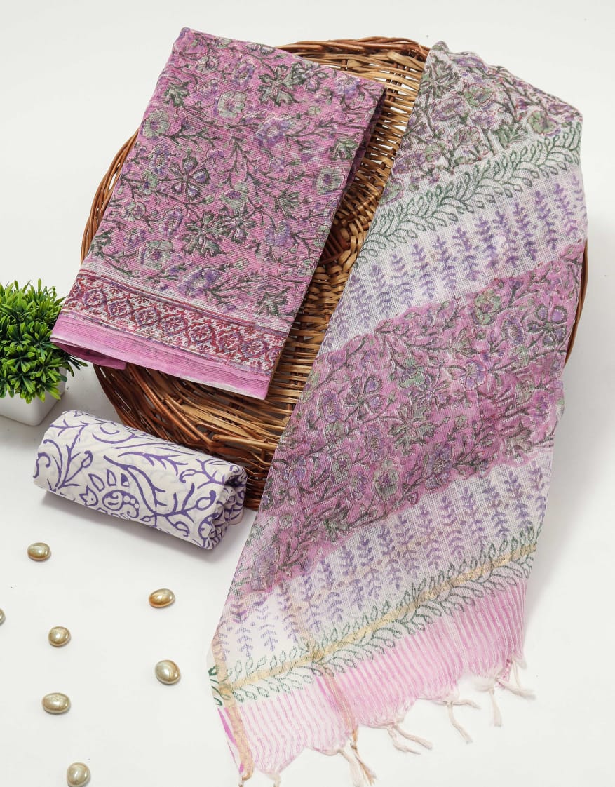 Premium Sanganeri Printed kota Suit With Kota Doria Duppta(BFFKO24)