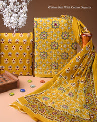 Exclusive Hand Block Cotton Suit With Cotton Dupatta