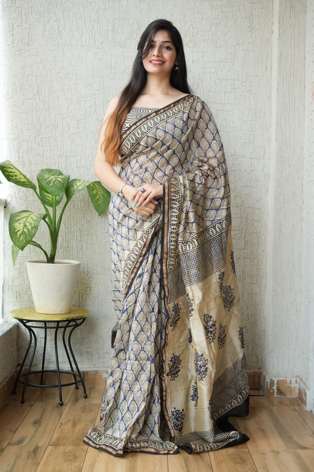 New Designer Hand Block Print Chanderi Silk Saree(BFCS06)