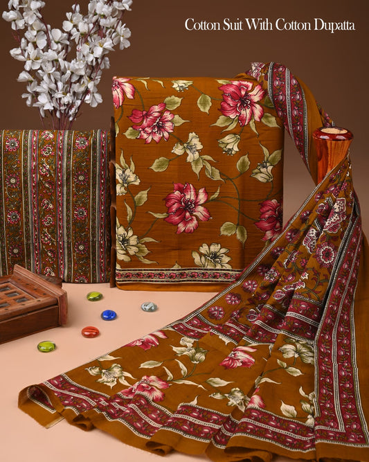 Exclusive Hand Block Cotton Suit With Cotton Dupatta