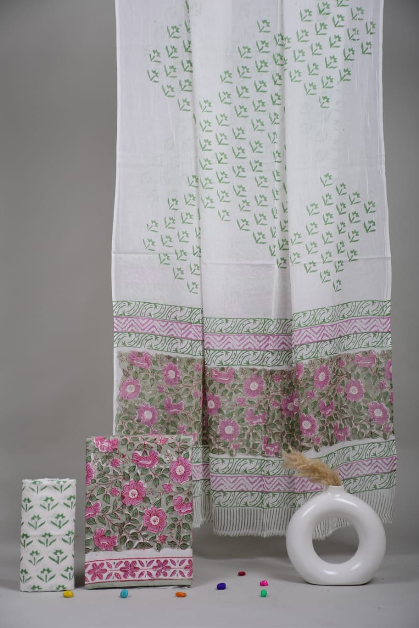 Exclusive Hand Block Cotton Suit With Cotton Dupatta