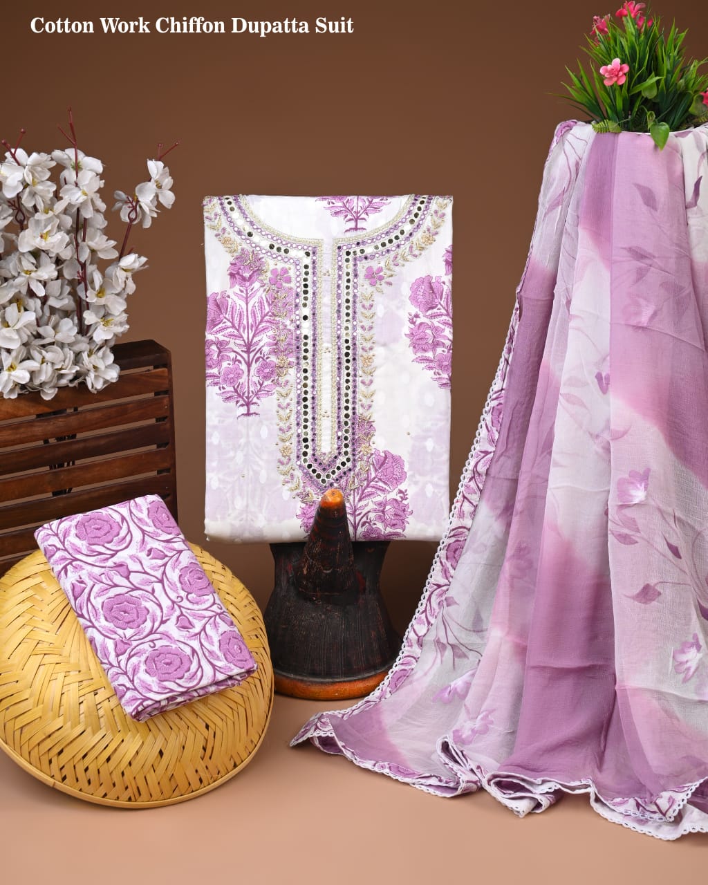 PREMIUM GOTA PATTI COTTON SUIT SET WITH CHIFFON DUPATTA(BSCOTGC90)