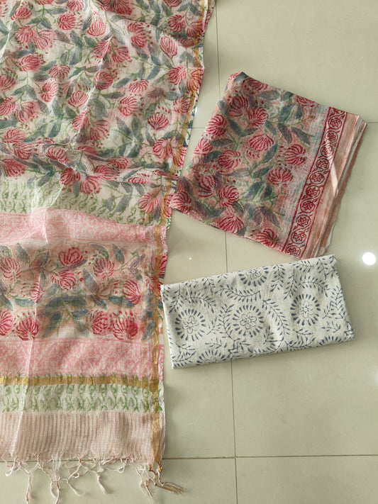 Premium Sanganeri Printed kota Suit With Kota Doria Duppta