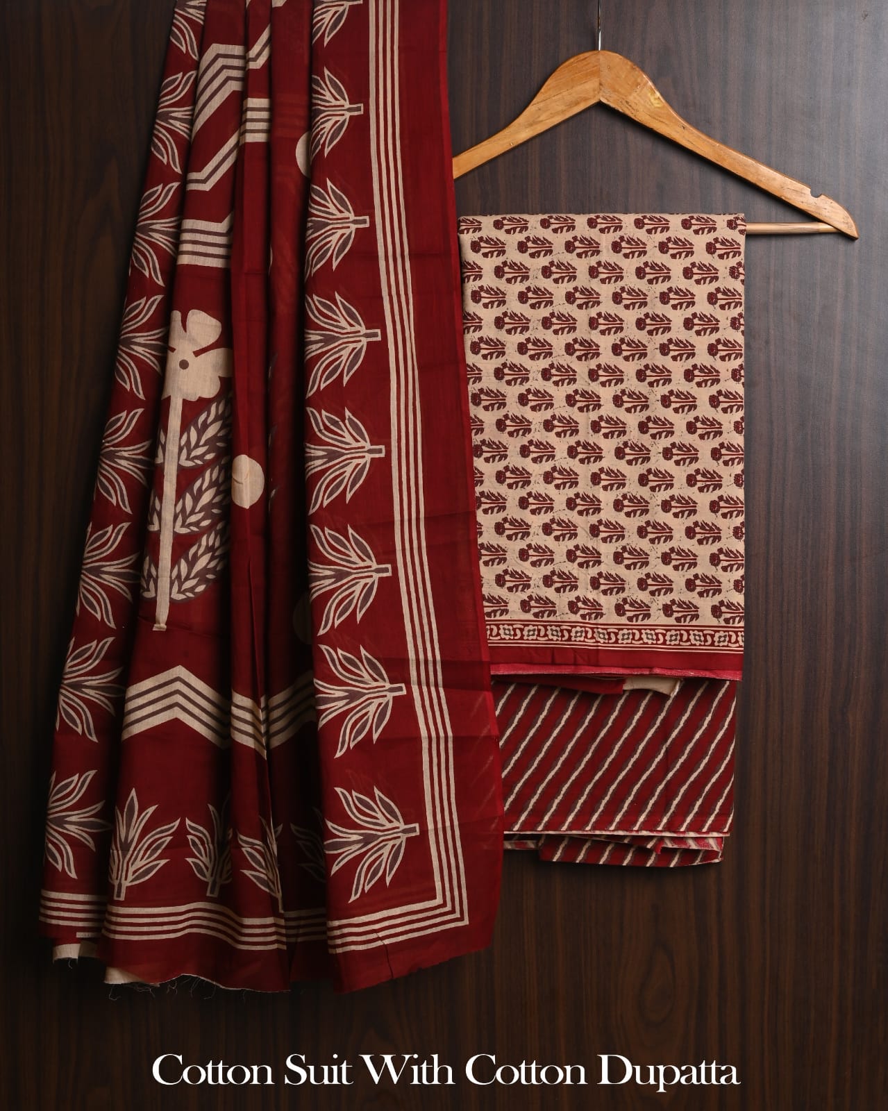 Exclusive Hand Block Cotton Suit With Cotton Dupatta