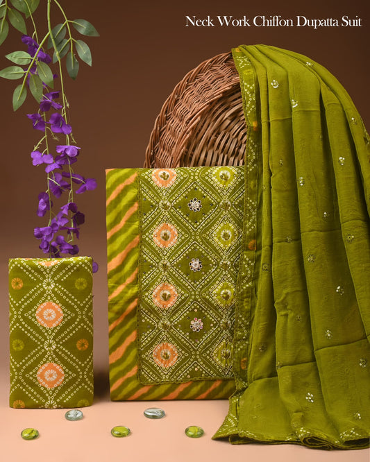 PREMIUM GOTA PATTI COTTON SUIT SET WITH CHIFFON DUPATTA