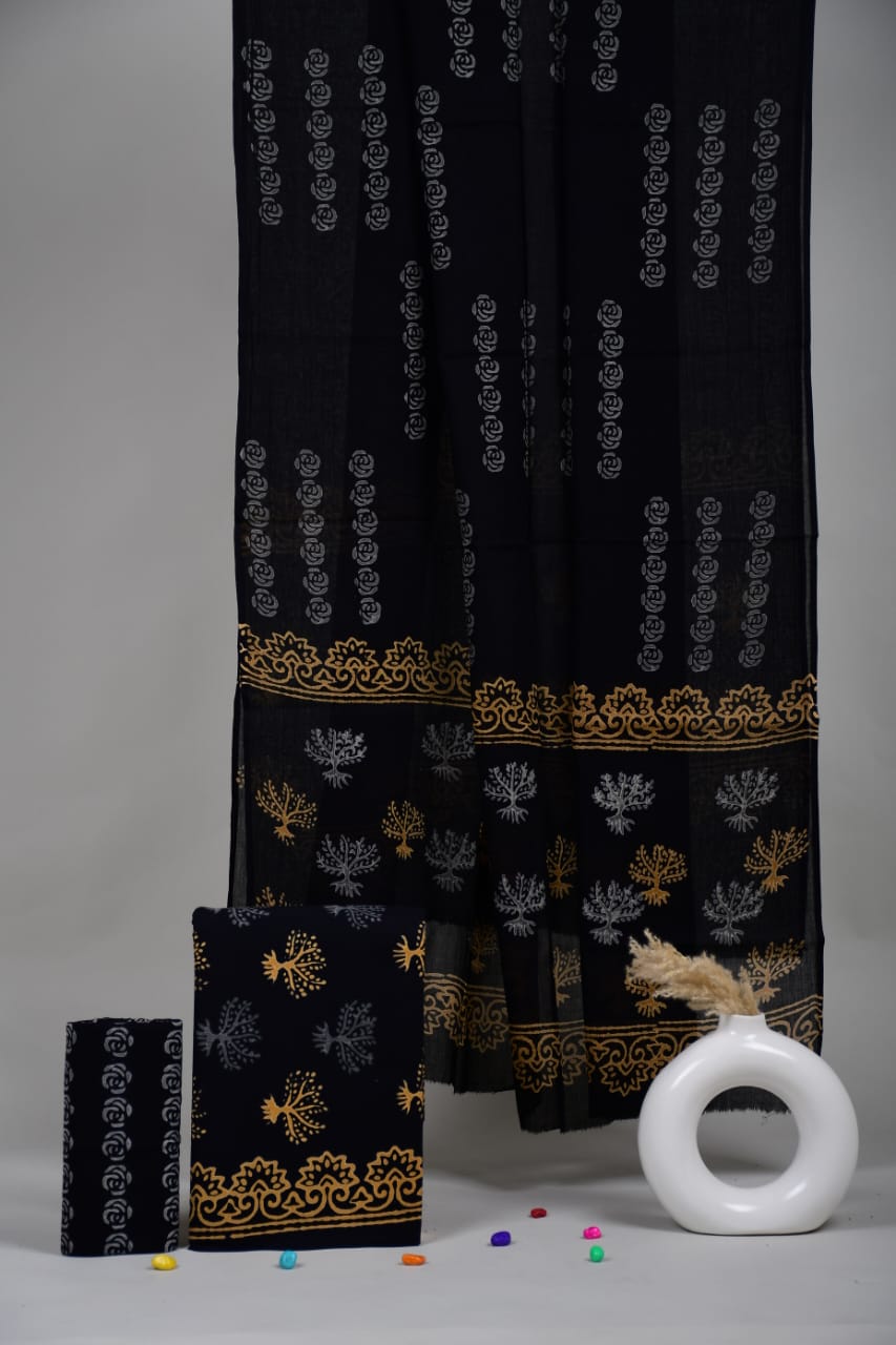 Exclusive Hand Block Cotton Suit With Cotton Dupatta
