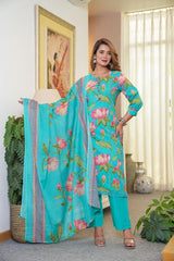 *New lounch *

*White Love.......*

*This A-line pant set is perfect for the summer season with its vibrant floral print and confident  , the included matching dupatta completes the look and adds an extra touch of style.*