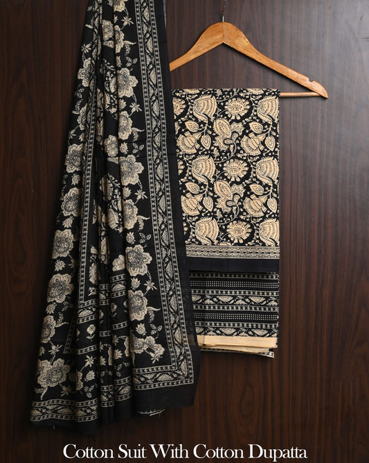 Exclusive Hand Block Cotton Suit With Cotton Dupatta