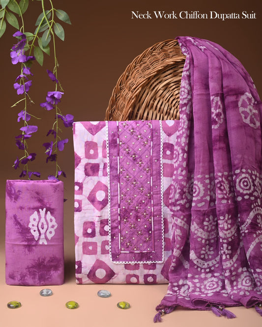 PREMIUM GOTA PATTI COTTON SUIT SET WITH CHIFFON DUPATTA