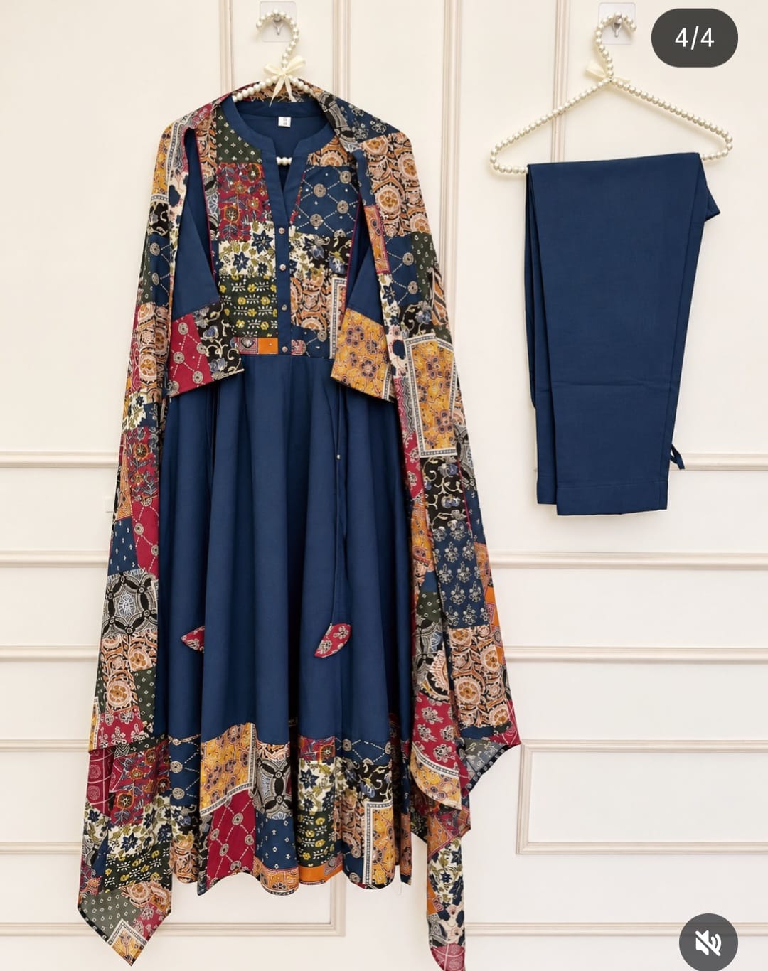 Navy Blue Premium Cotton Anarkali Suit for Women