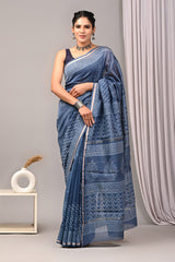 New Designer Hand Block Print Chanderi Silk Saree(BFCS52)