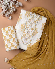 PREMIUM GOTA PATTI COTTON SUIT SET WITH CHIFFON DUPATTA(BSCOTGC27)