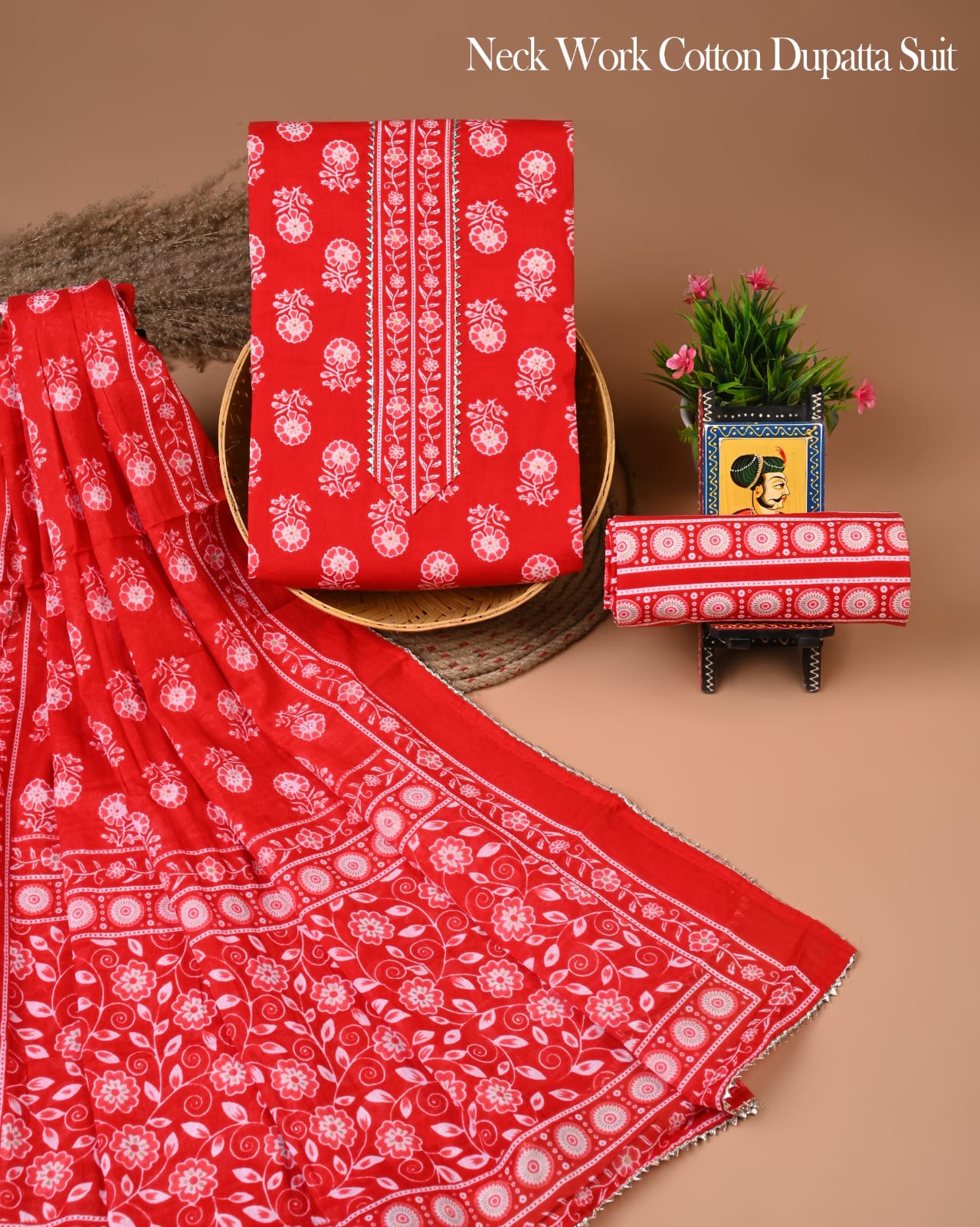 PREMIUM GOTA PATTI COTTON SUIT SET WITH COTTON DUPATTA(BFCOTGP02)