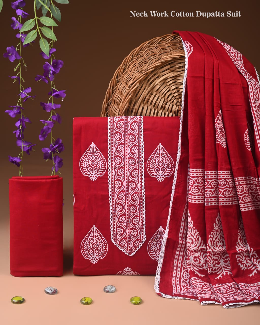 PREMIUM GOTA PATTI COTTON SUIT SET WITH COTTON DUPATTA(BFCOTGH106)