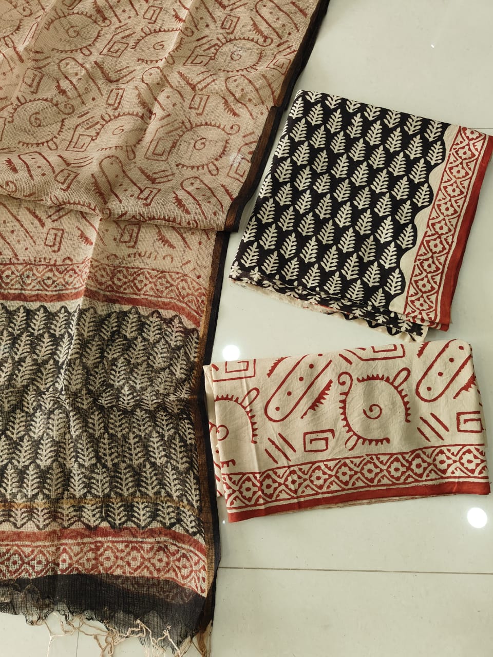 Premium Sanganeri Printed Cotton Suit With Kota Doria Duppta