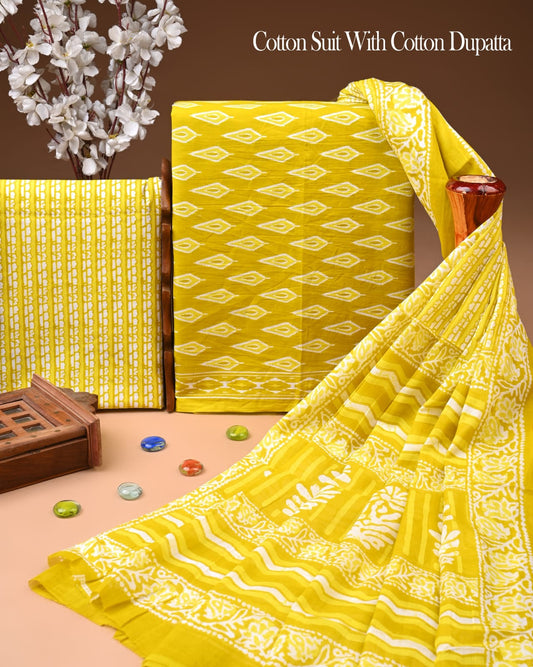 Exclusive Hand Block Cotton Suit With Cotton Dupatta